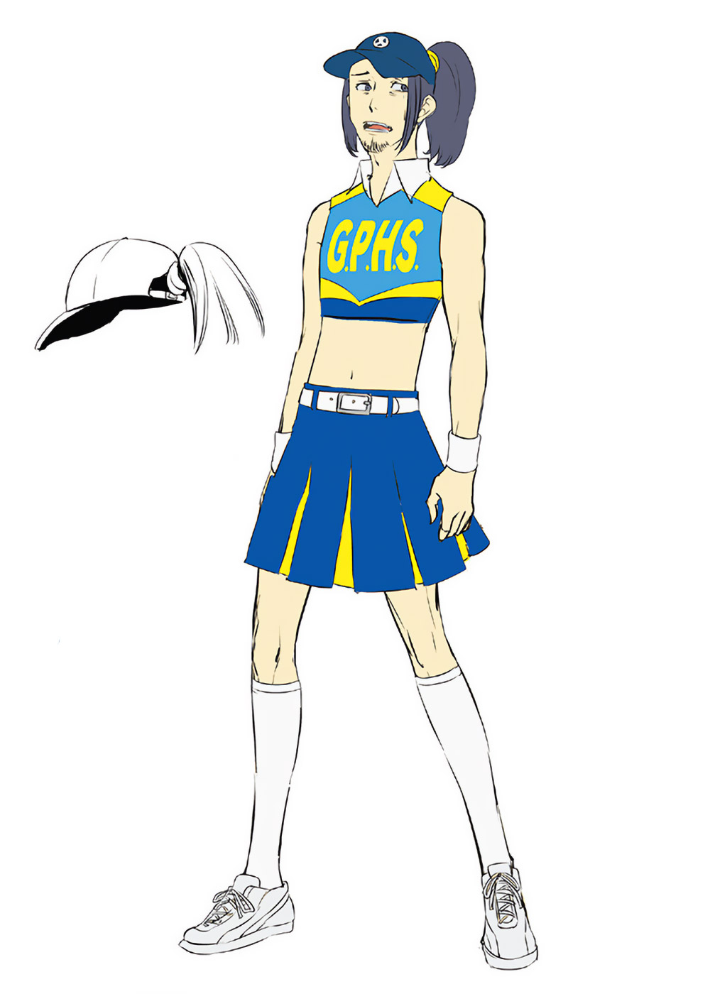 Junpei Iori Bearded Cheer Outfit Art from Persona 3: Dancing in Moonlight