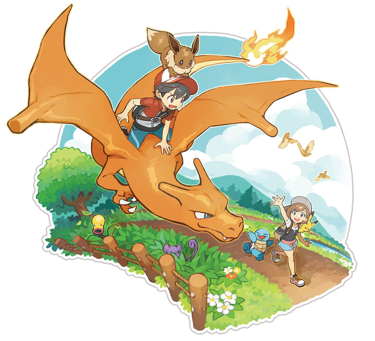 Pok&eacute;mon Riding Concept Art from Pokémon: Let's Go, Pikachu! & Let's Go, Eevee!
