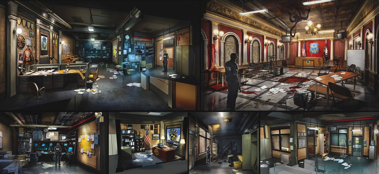 Police Station Concept Art from Resident Evil 2 (2019)