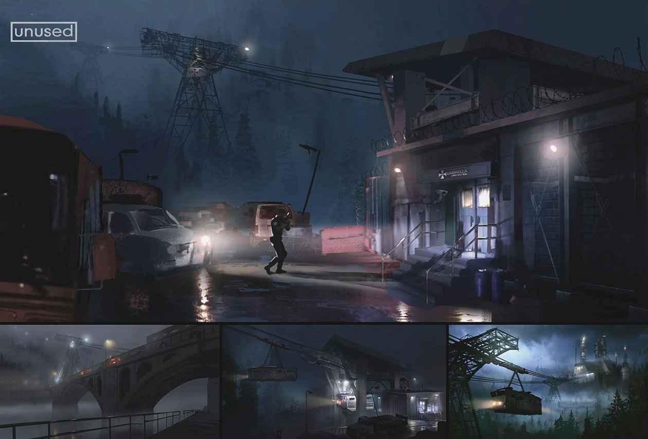 Raccoon City Cable Car Concept Art from Resident Evil 2 (2019)