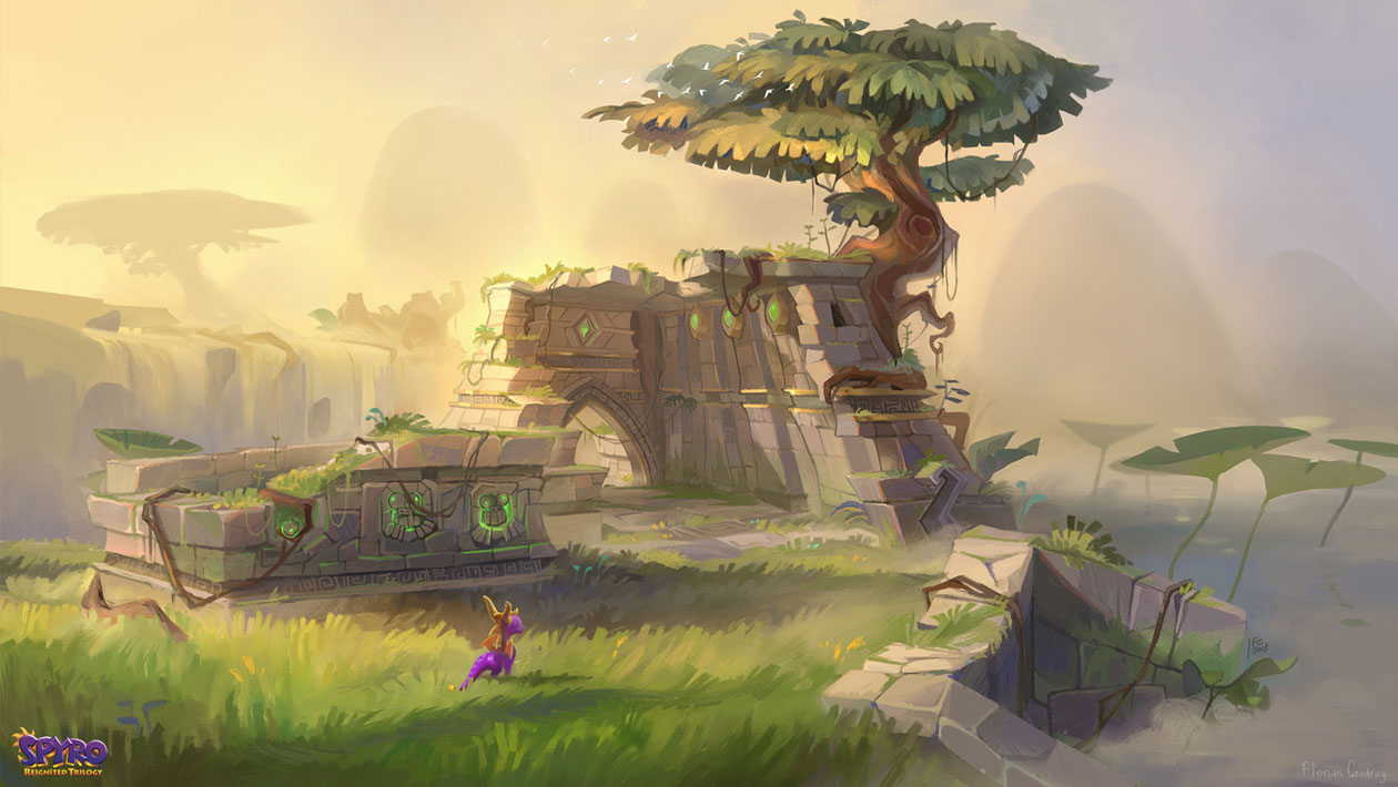 Beast Makers, Misty Bog: Broken Temple Art from Spyro Reignited Trilogy