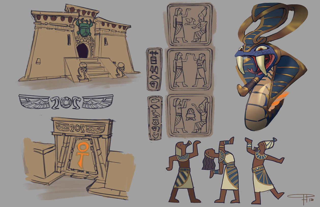 Midnight Mountain, Haunted Tomb Hieroglyphs Art from Spyro Reignited Trilogy