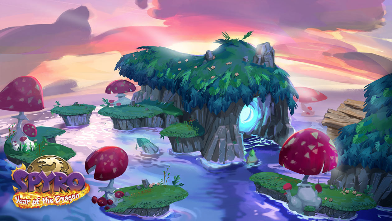 Sunrise Spring, Mushroom Speedway Art from Spyro Reignited Trilogy