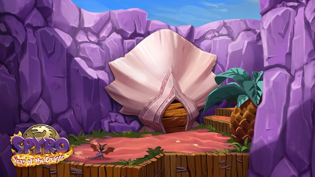 Sunrise Spring, Seashell Shore Art from Spyro Reignited Trilogy