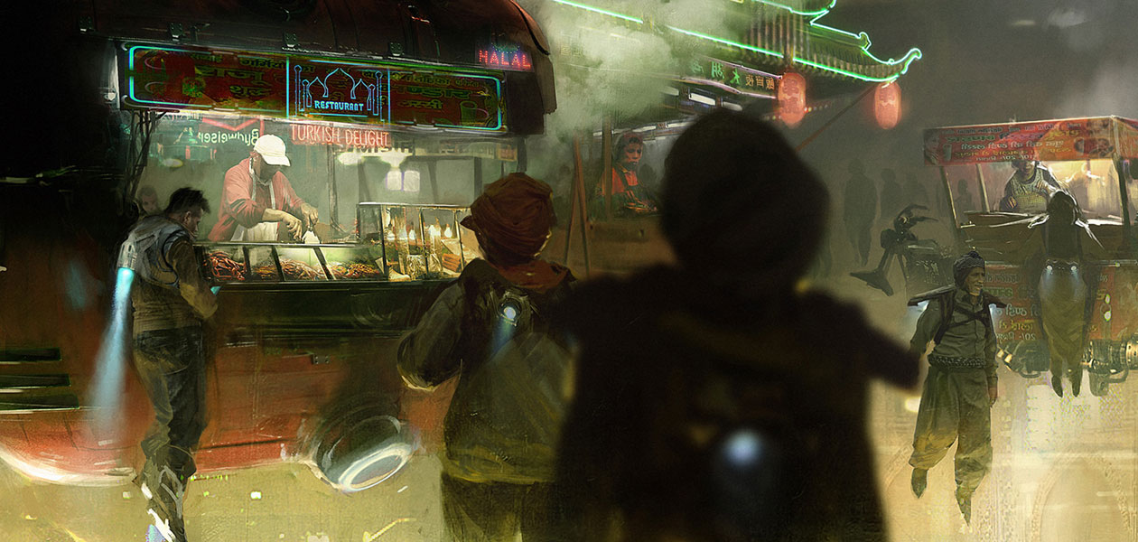 City Food Vendors Concept Art from Beyond Good and Evil 2