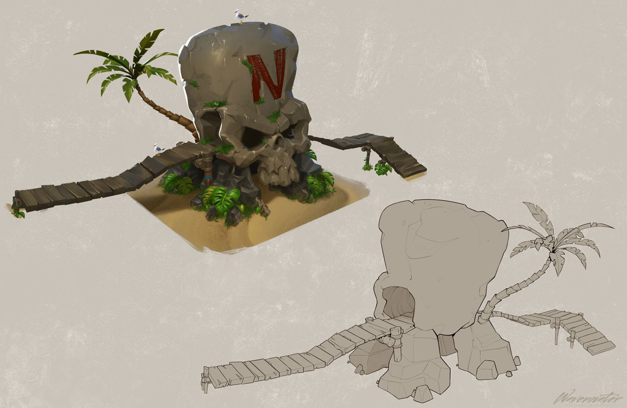 N. Cortex Skull Concept Art from Crash Team Racing Nitro-Fueled