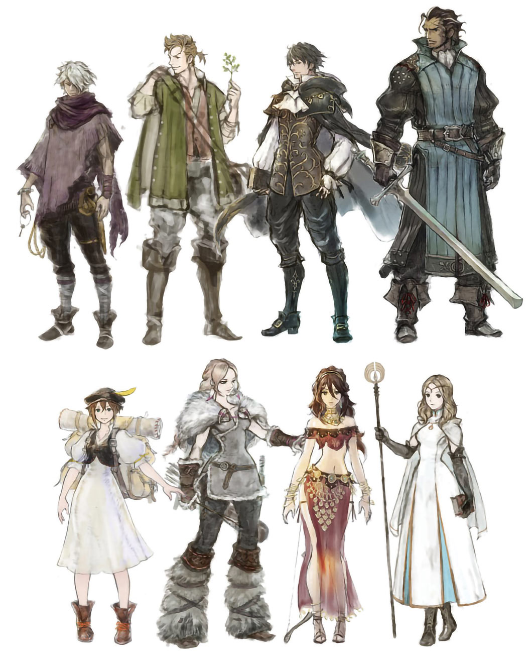 Characters Art from Octopath Traveler