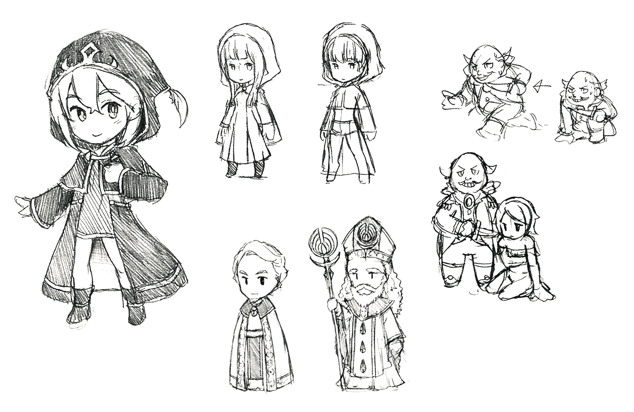 Chibi Characters Sketches from Octopath Traveler