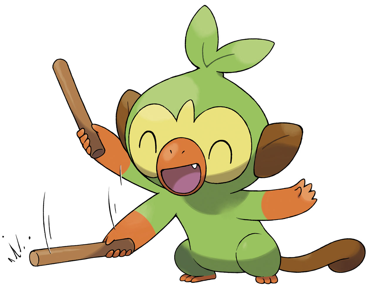 Grookey Playing Art from Pokémon Sword and Shield