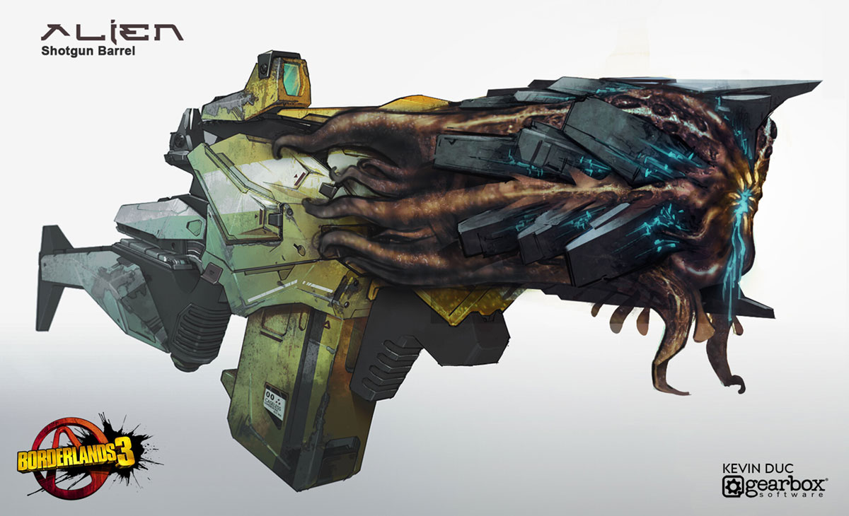 Alien Shotgun Art from Borderlands 3