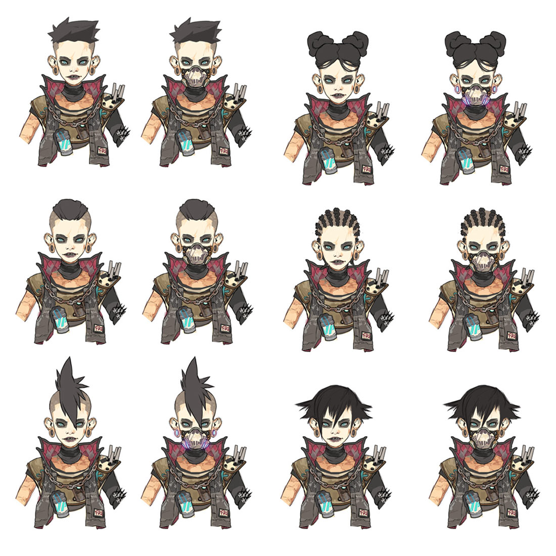 COV Female Bandit Hairstyles Concept Art from Borderlands 3