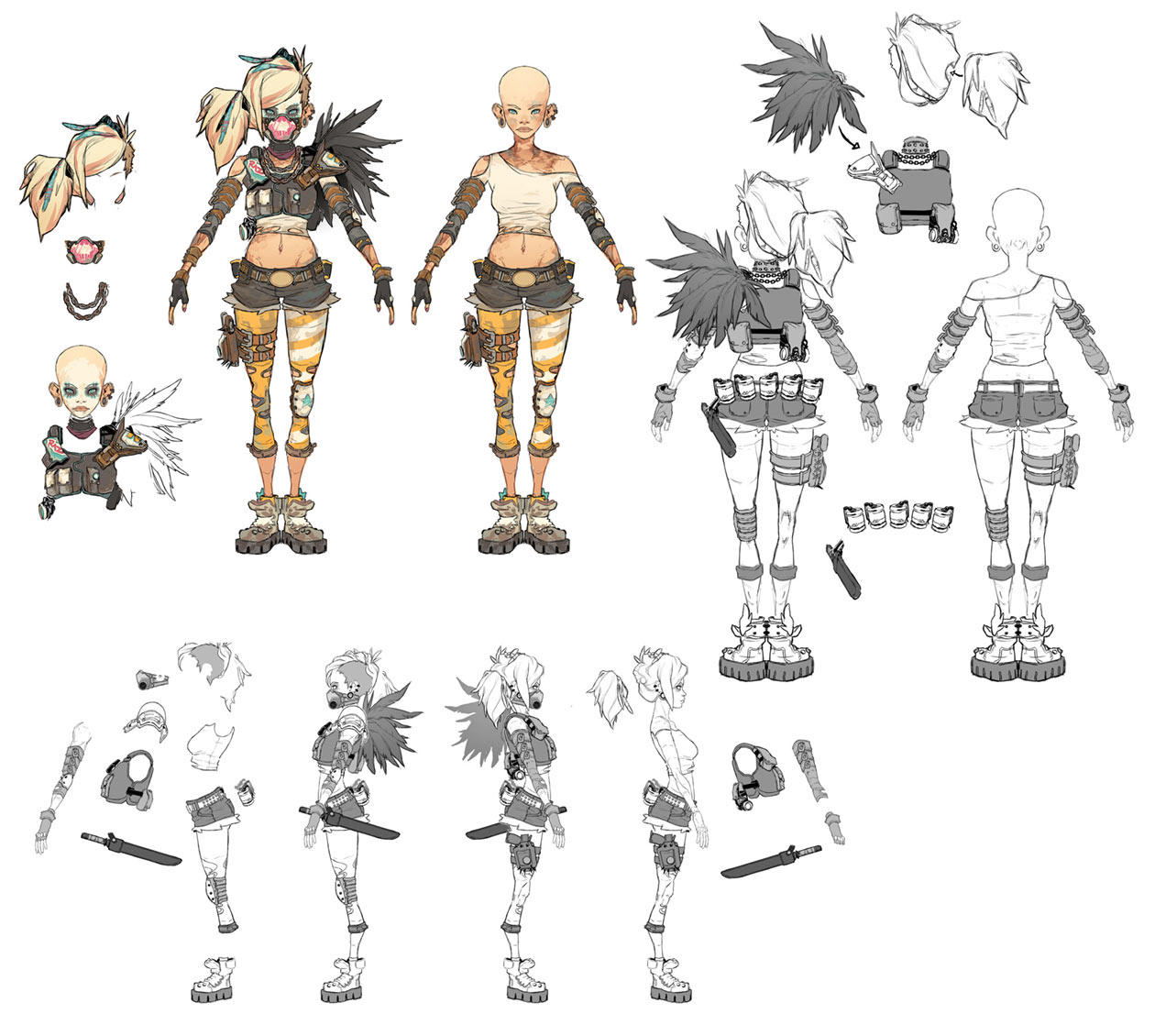 COV Female Bandit Turn Around Concept Art from Borderlands 3