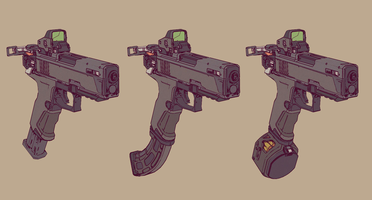 Dahl Pistol Mag Variants Art from Borderlands 3