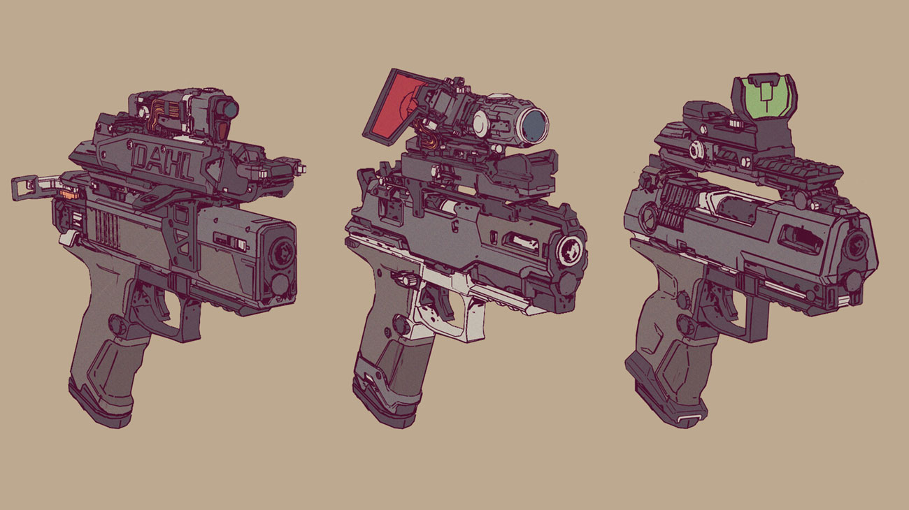 Dahl Pistol Scopes Art from Borderlands 3