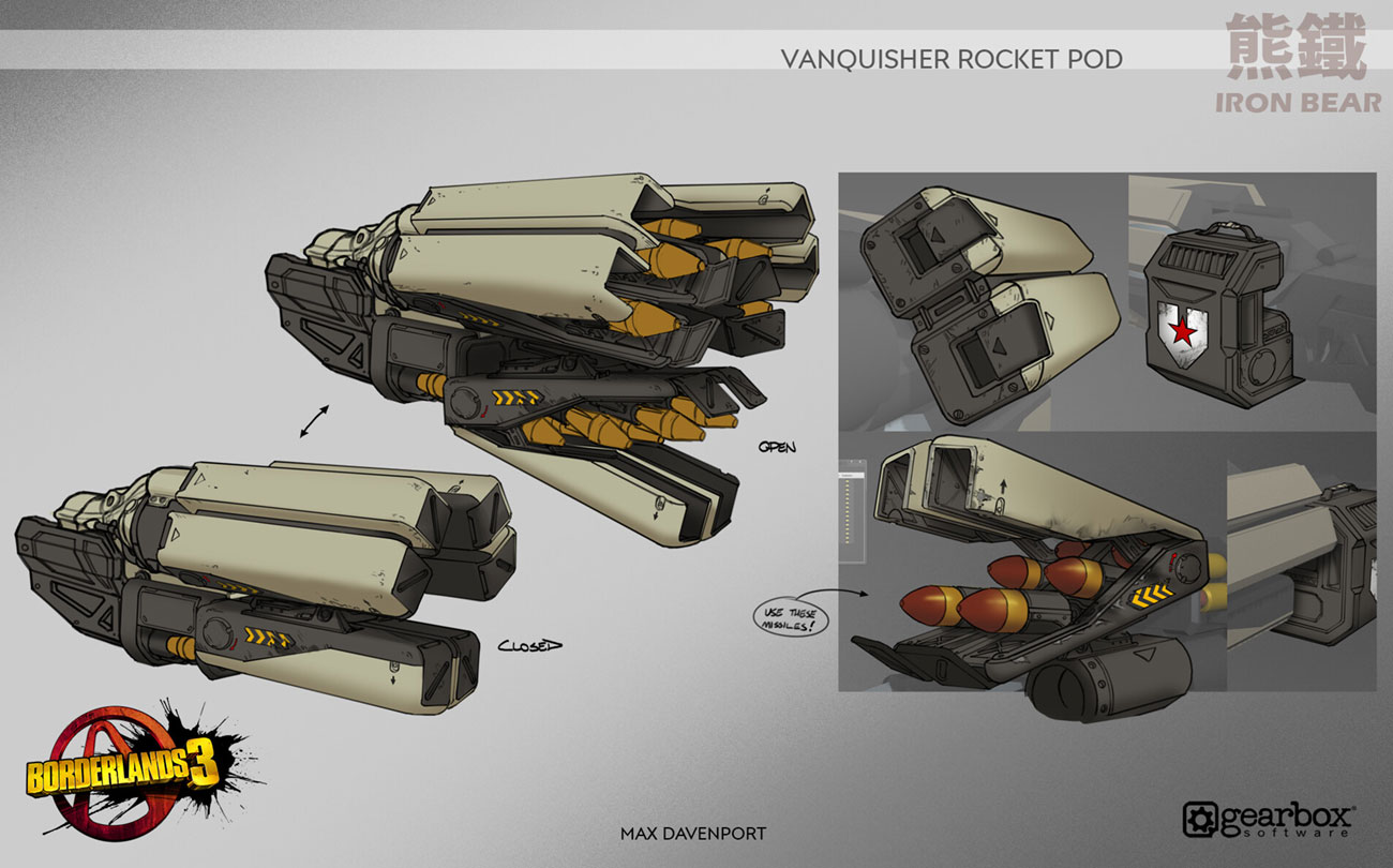 Iron Bear Rocket Pods Art from Borderlands 3