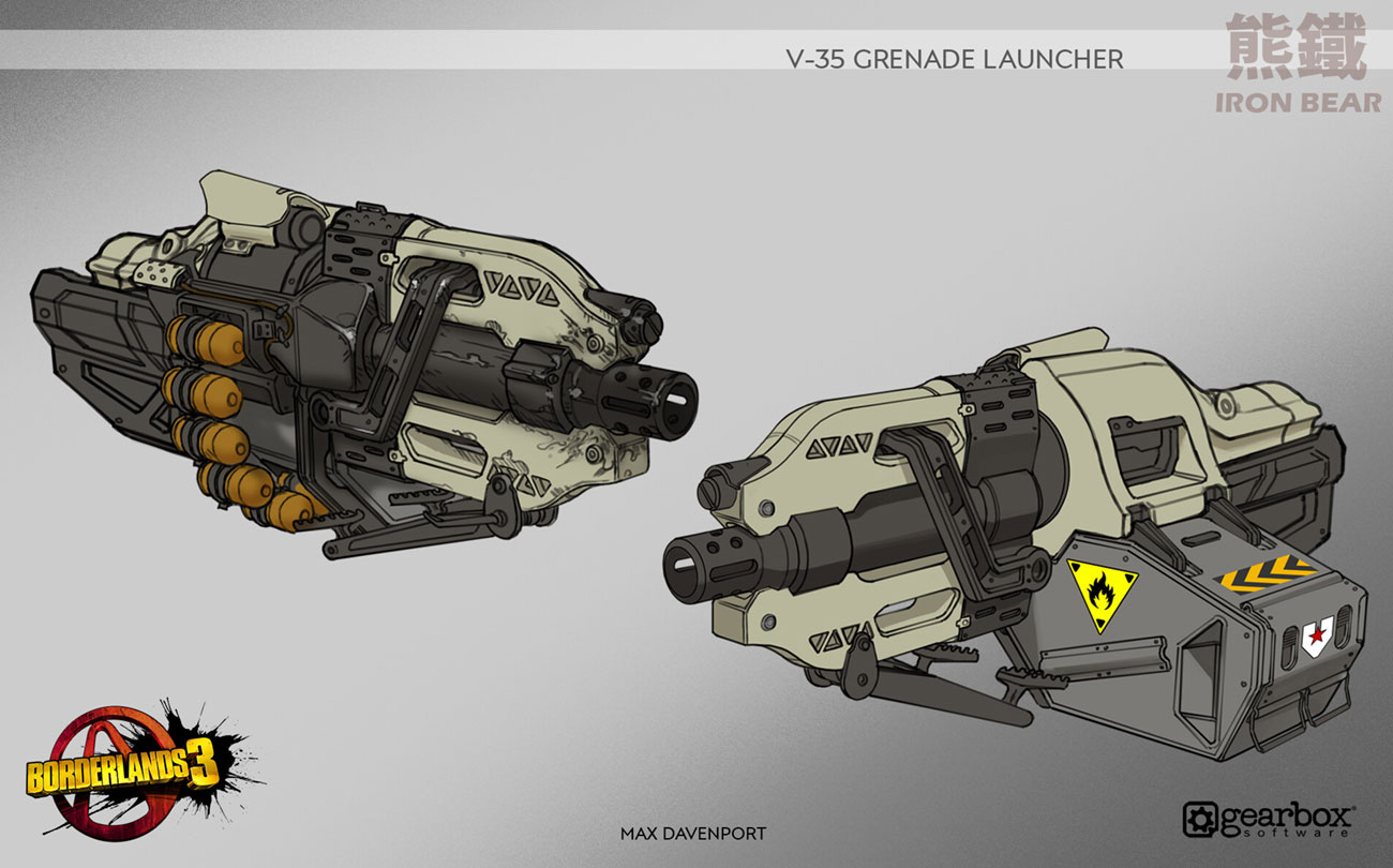 Iron Bear V-35 Grenade Launcher Art from Borderlands 3