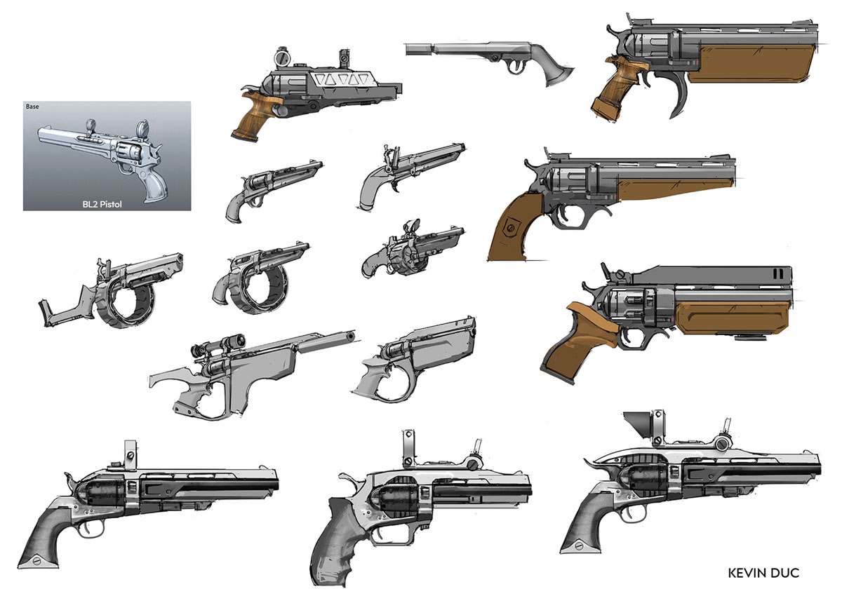 Jakobs Pistol Sketches from Borderlands 3