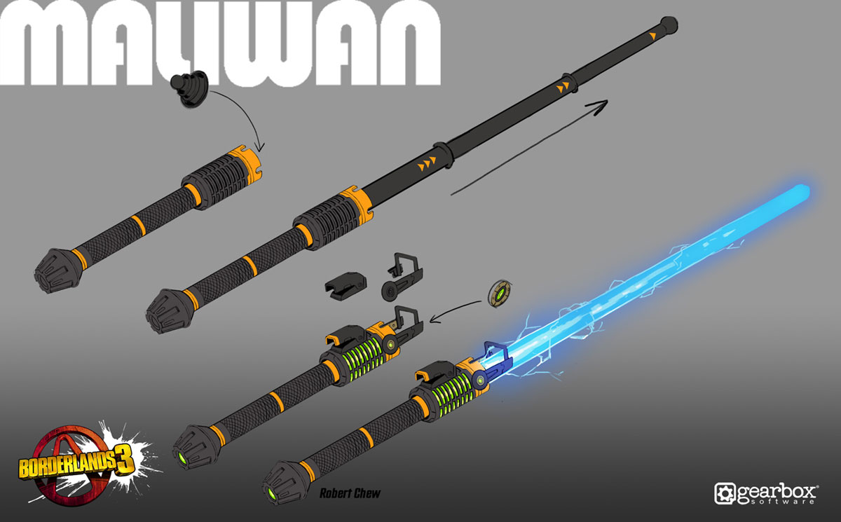 Maliwan Flash Trooper Baton Art from Borderlands 3