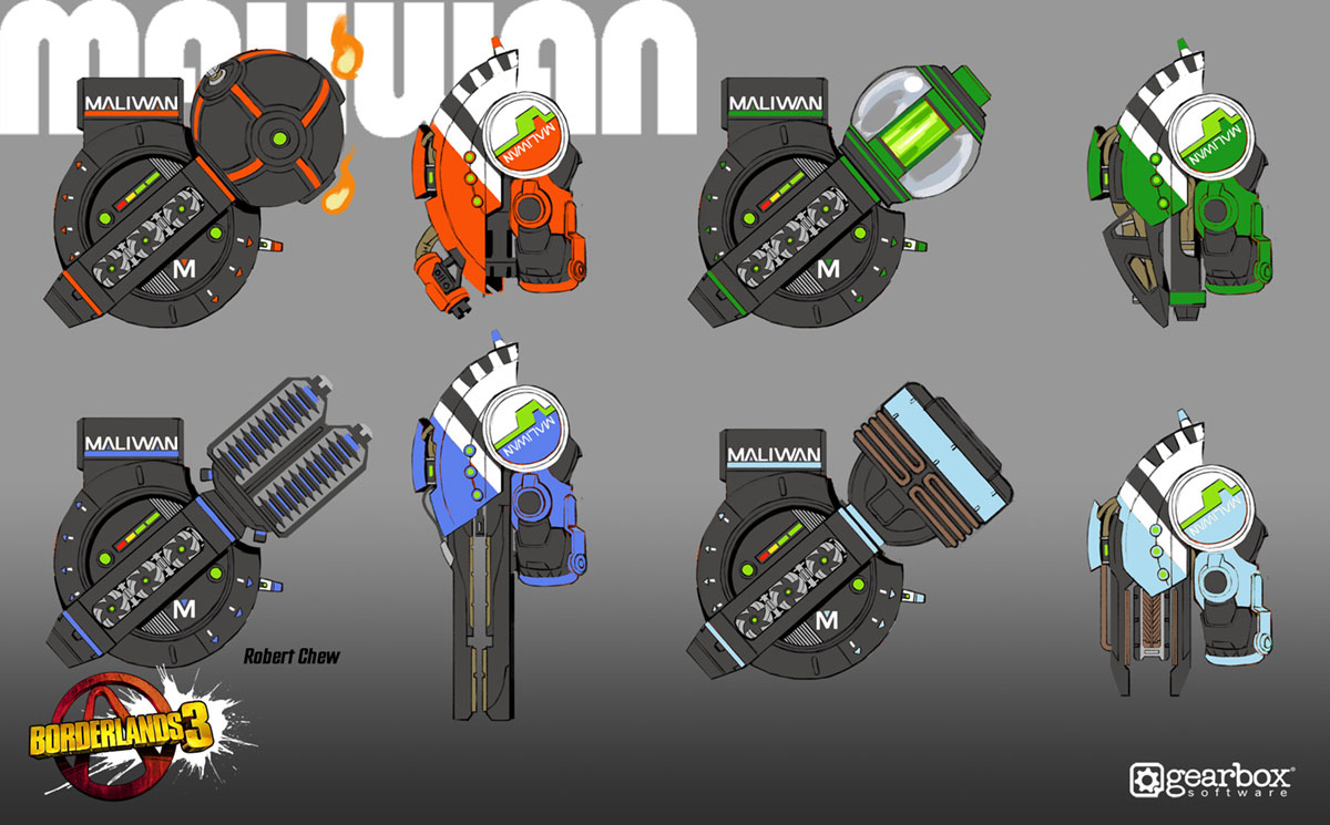 Maliwan Heavy Trooper Attachments Art from Borderlands 3