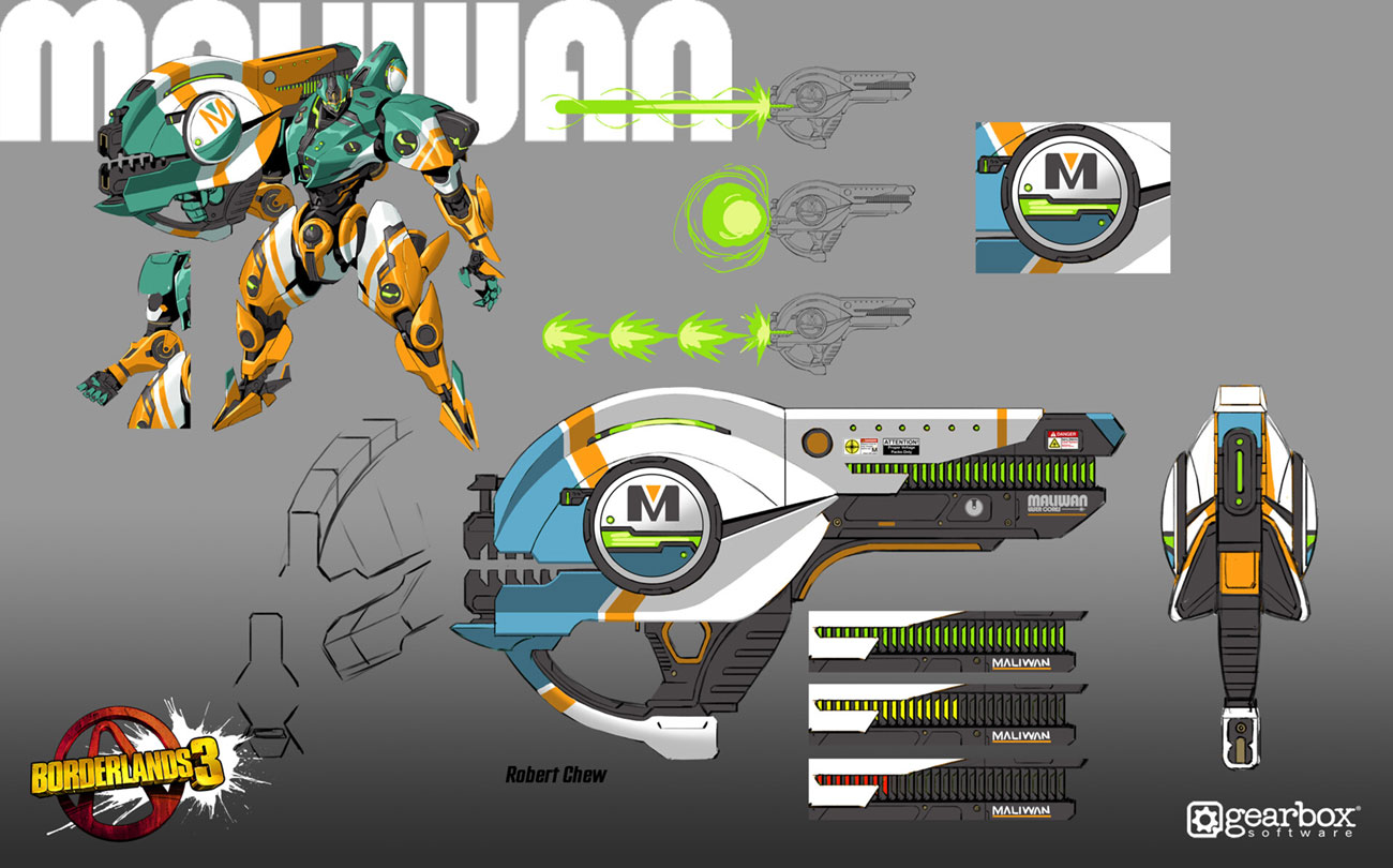 Maliwan Mech Elemental Pulse Cannon Art from Borderlands 3