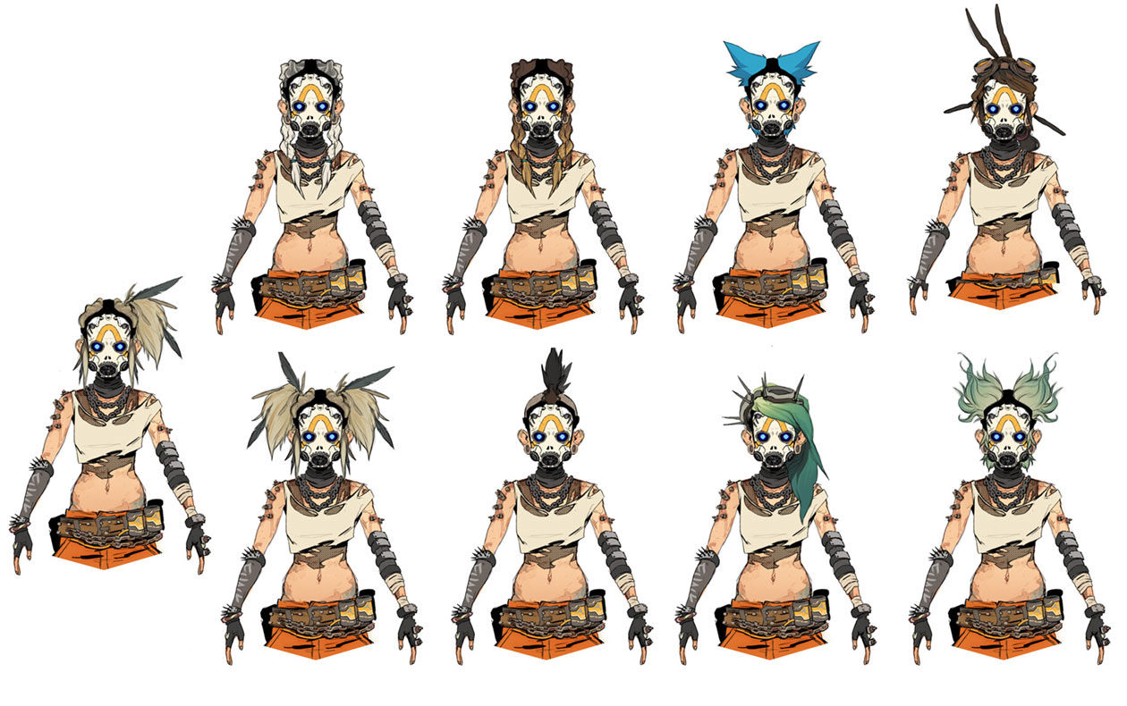 Psycho Fanatic Hairstyles Concept Art from Borderlands 3