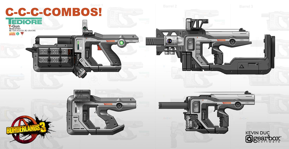Tediore Pistol Combos Art from Borderlands 3
