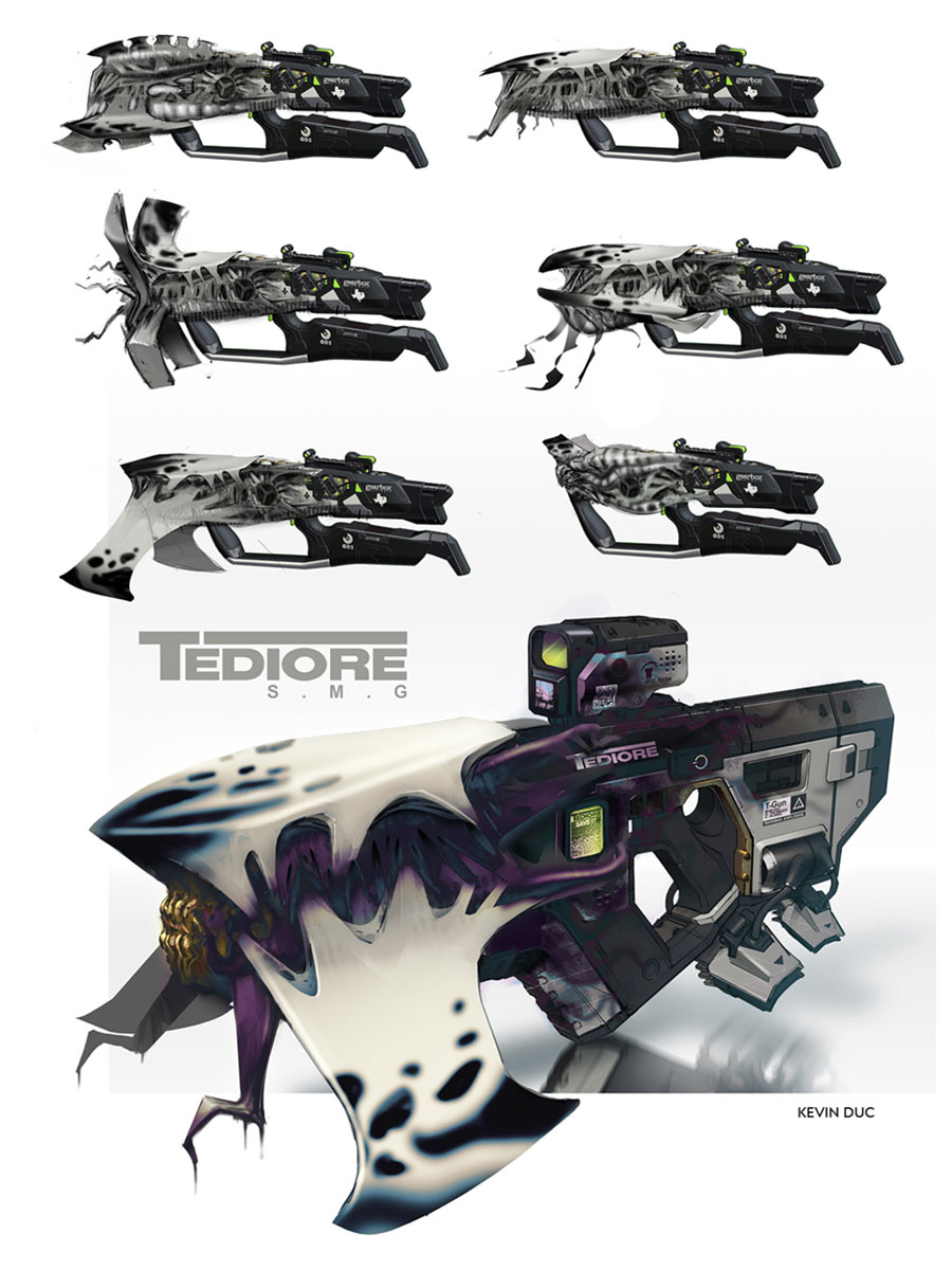 Tediore SMG Art from Borderlands 3