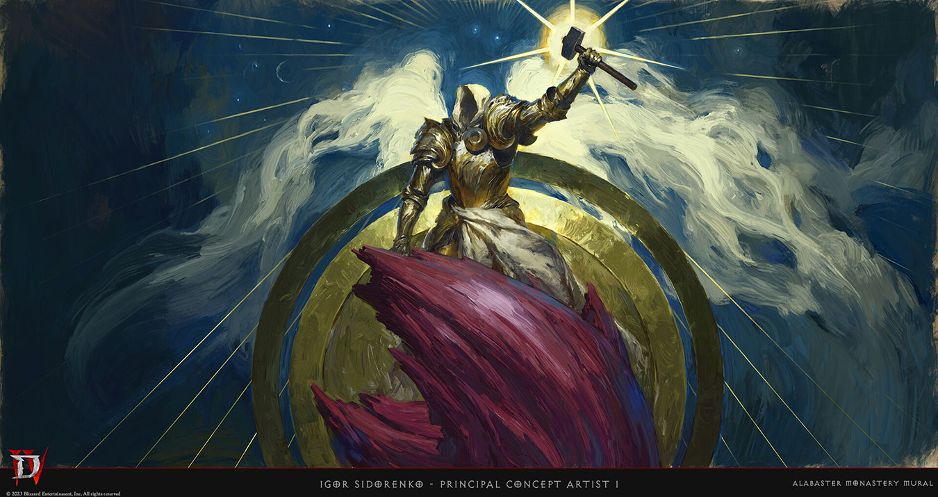 Alabaster Monastery Inarius Mural Art from Diablo IV