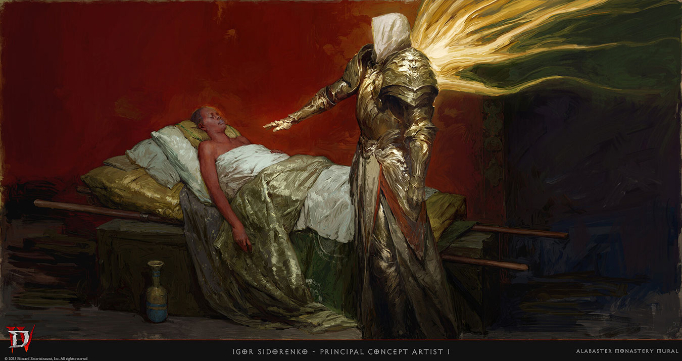 Alabaster Monastery Mural Artwork from Diablo IV