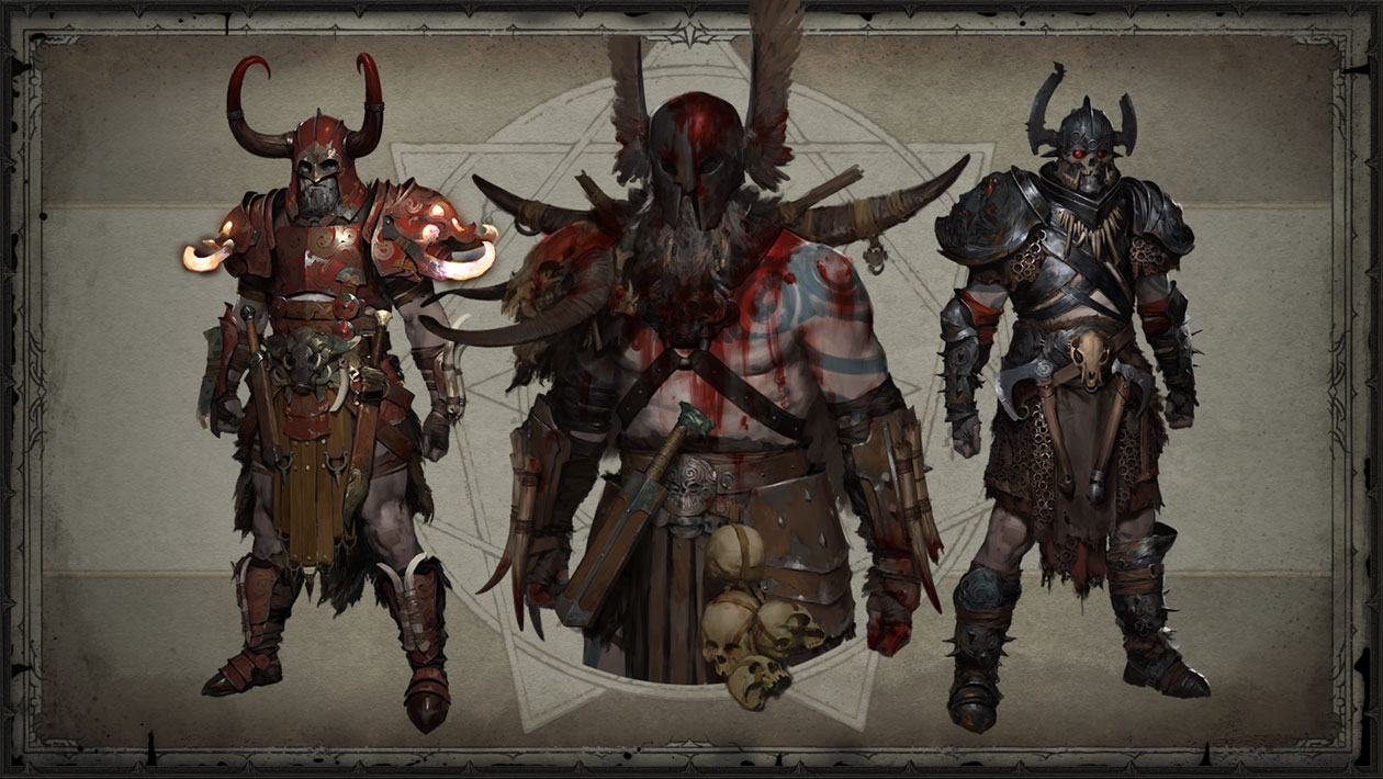Barbarian Legendaries Art from Diablo IV