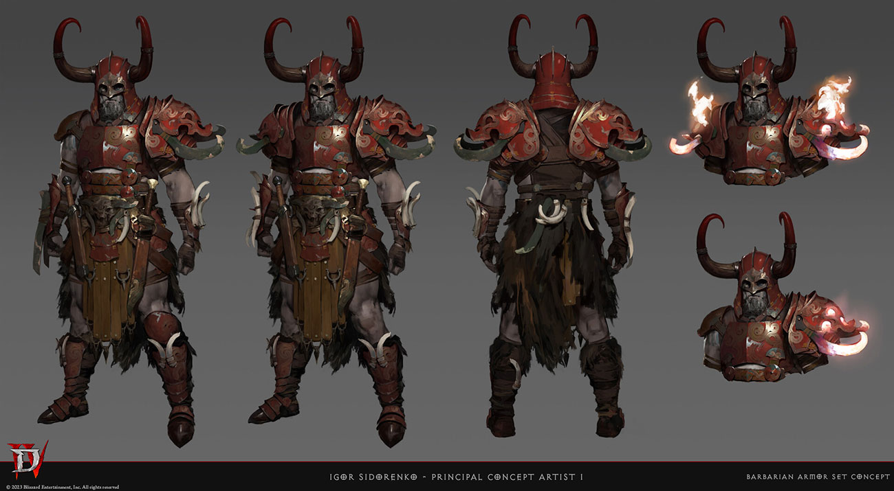 Barbarian Male Legendary Armor Art from Diablo IV