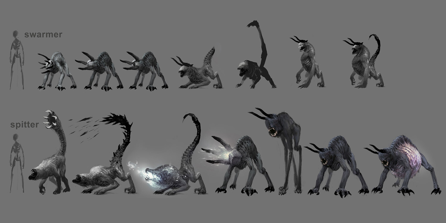 Demon Swarmer and Spitter Ideation from Diablo IV