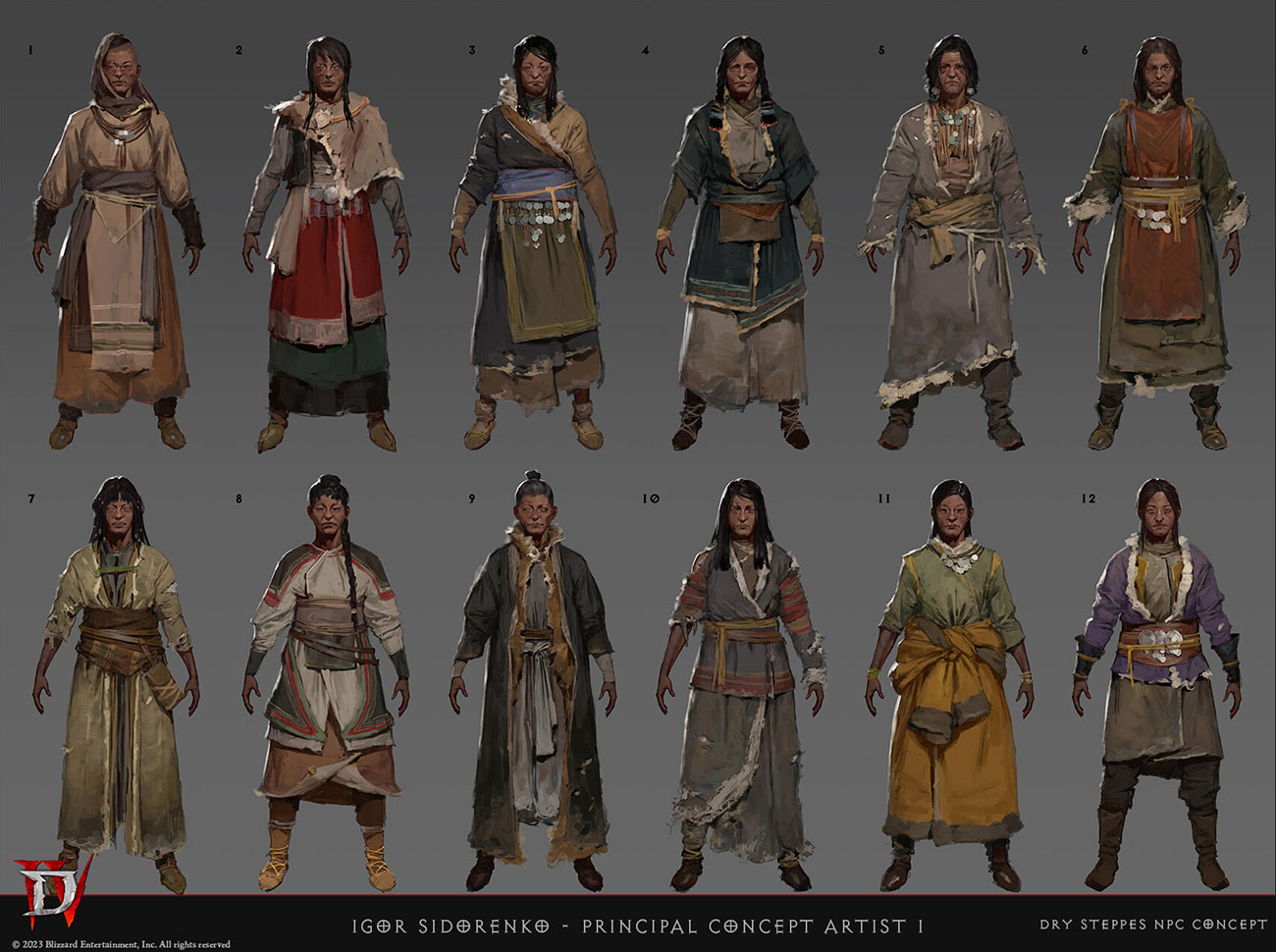 Dry Steppes NPC Sketches from Diablo IV