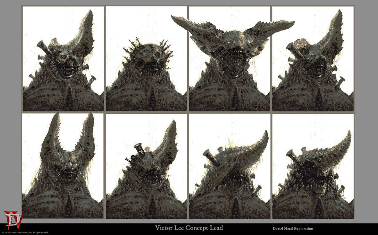 Duriel Head Exploration Art from Diablo IV