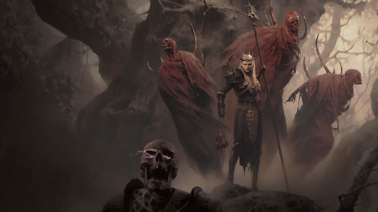 Necromancer and Skeletons Artwork from Diablo IV
