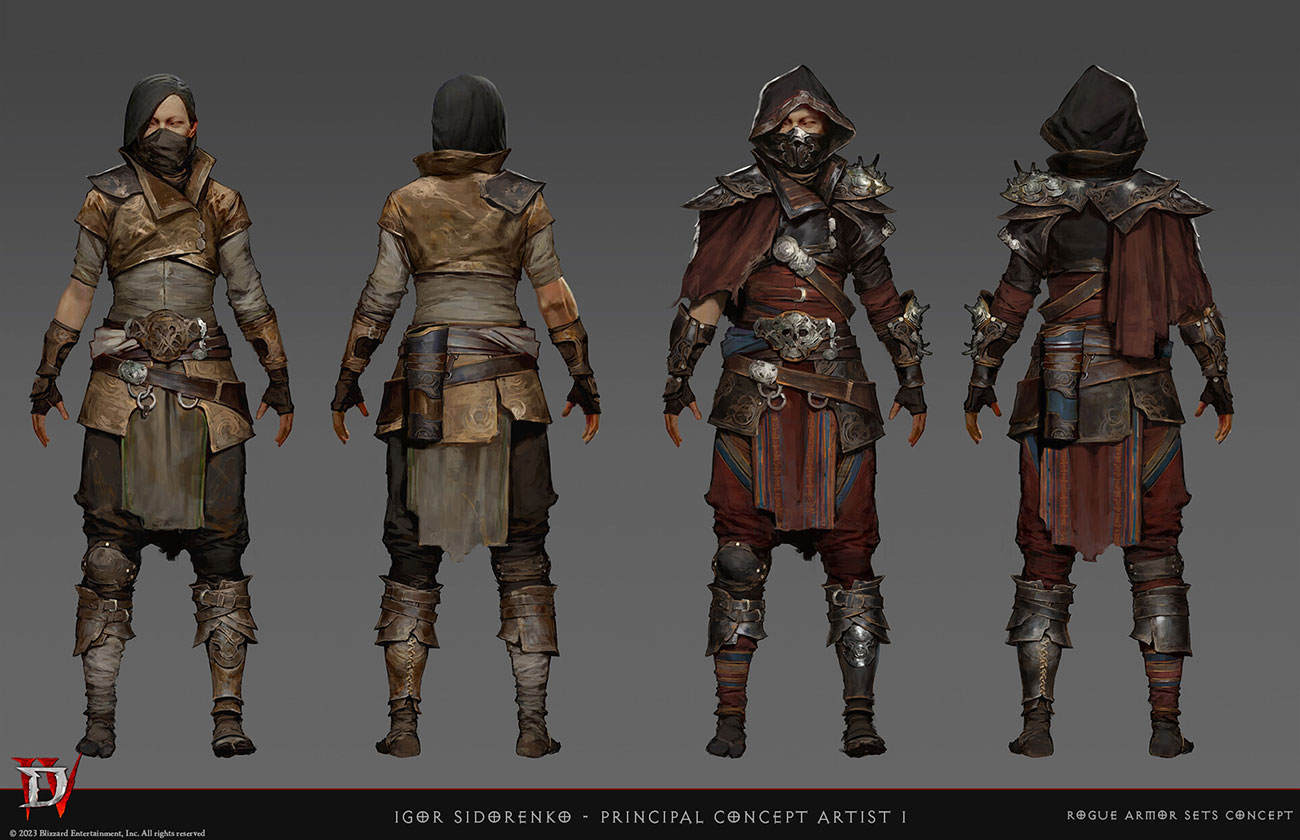 Rogue Armor Sets Concept Art from Diablo IV