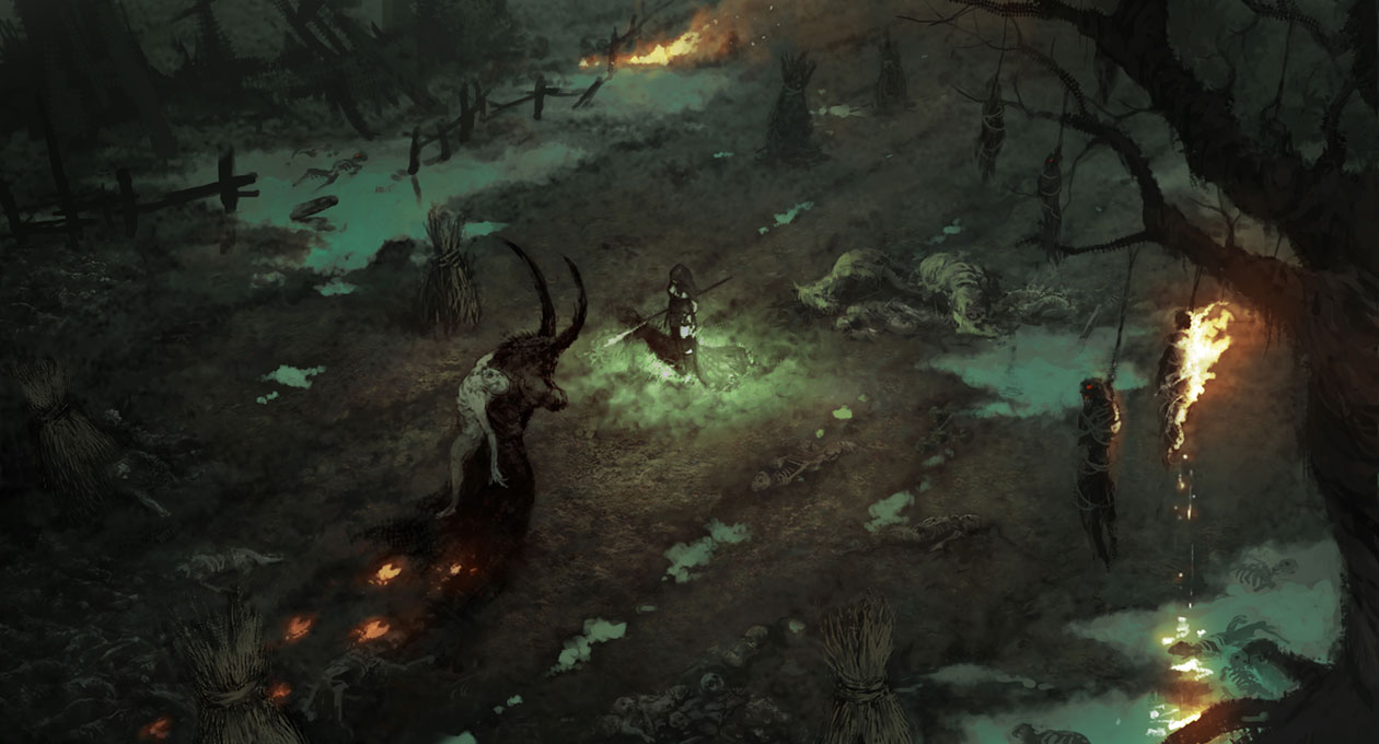 Scosglen Farm Under Siege Art from Diablo IV