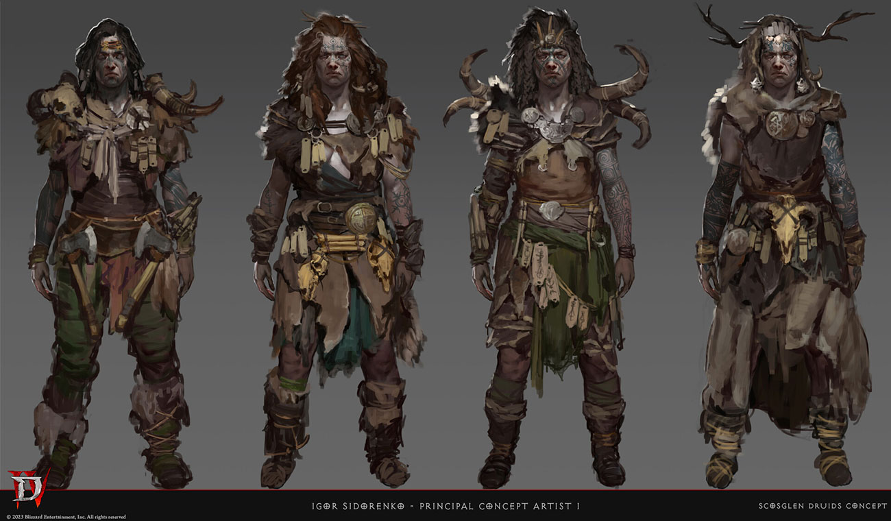 Scosglen Female Druids Concept Art from Diablo IV