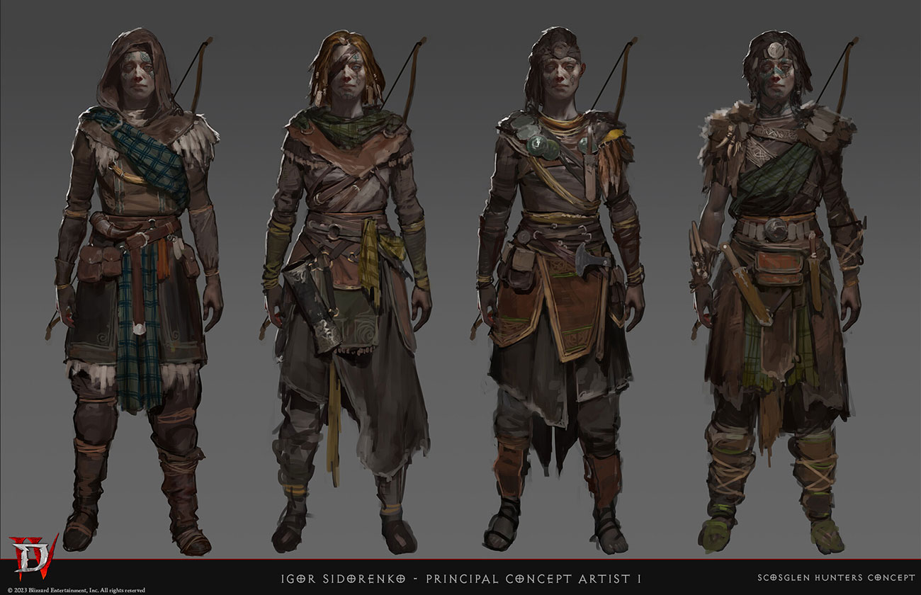 Scosglen Female Hunters Concept Art from Diablo IV