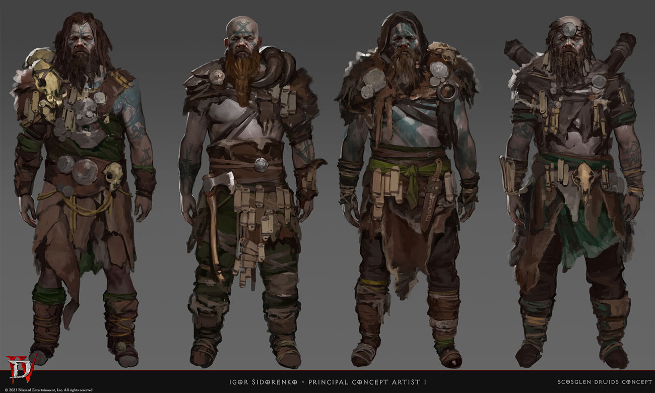 Scosglen Male Druids Concept Art from Diablo IV