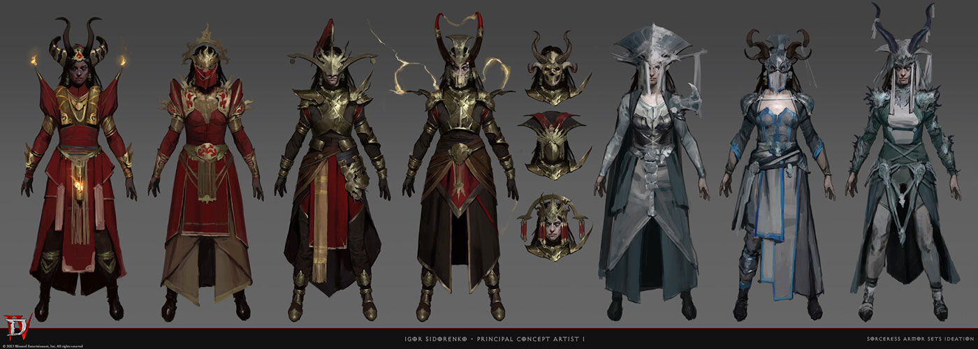 Sorceress Armor Sets Ideation Art from Diablo IV