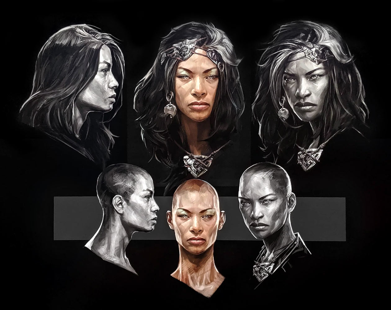 Sorceress Portraits Art from Diablo IV