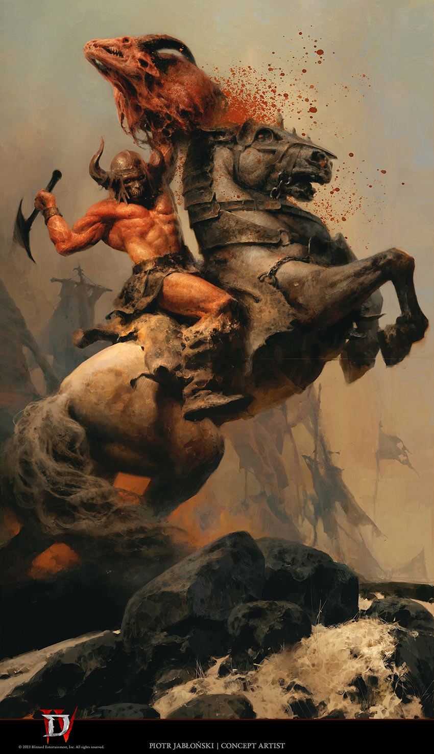 Victorious Barbarian Art from Diablo IV