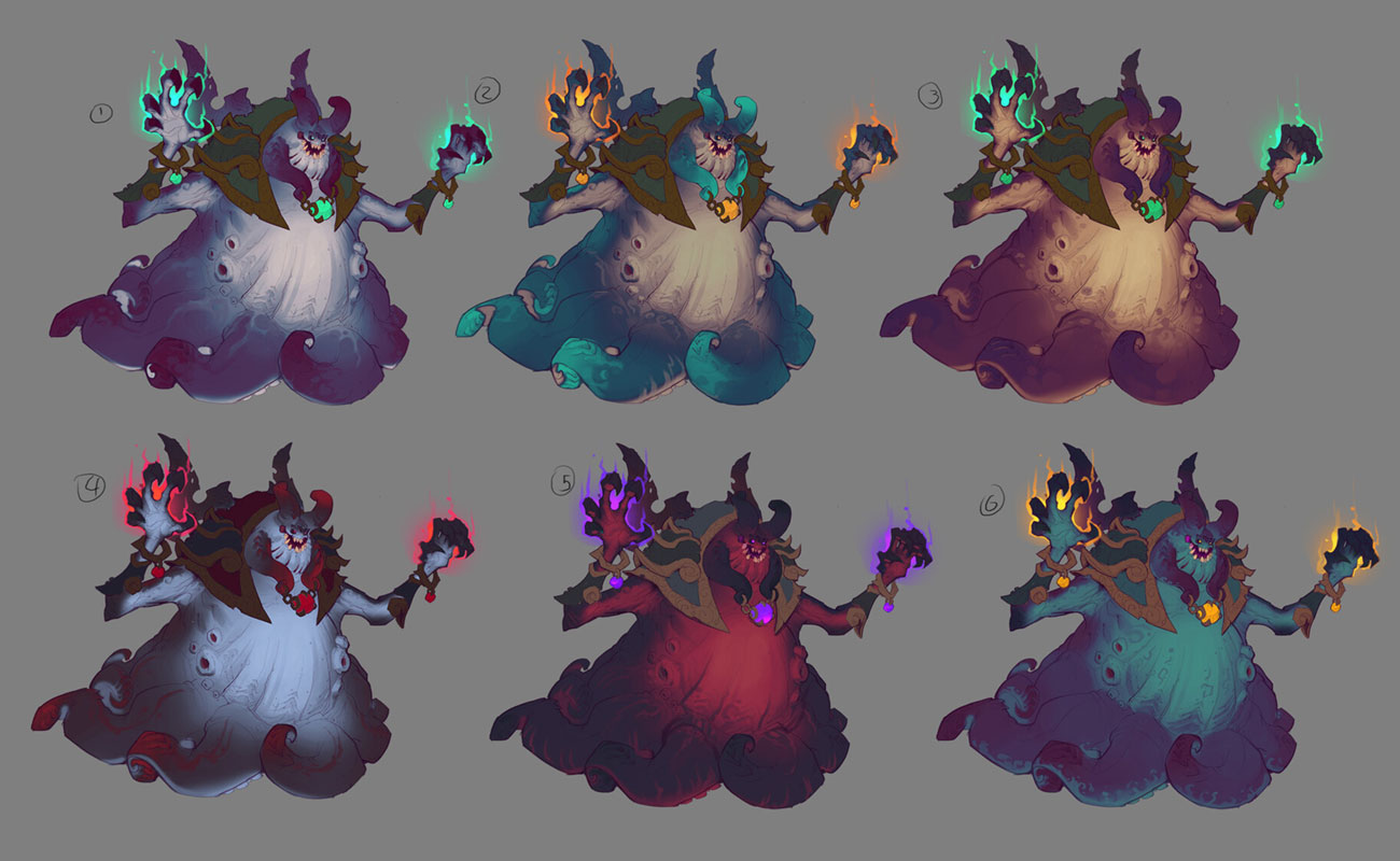 Dagon Color Palette Art from Darksiders Genesis