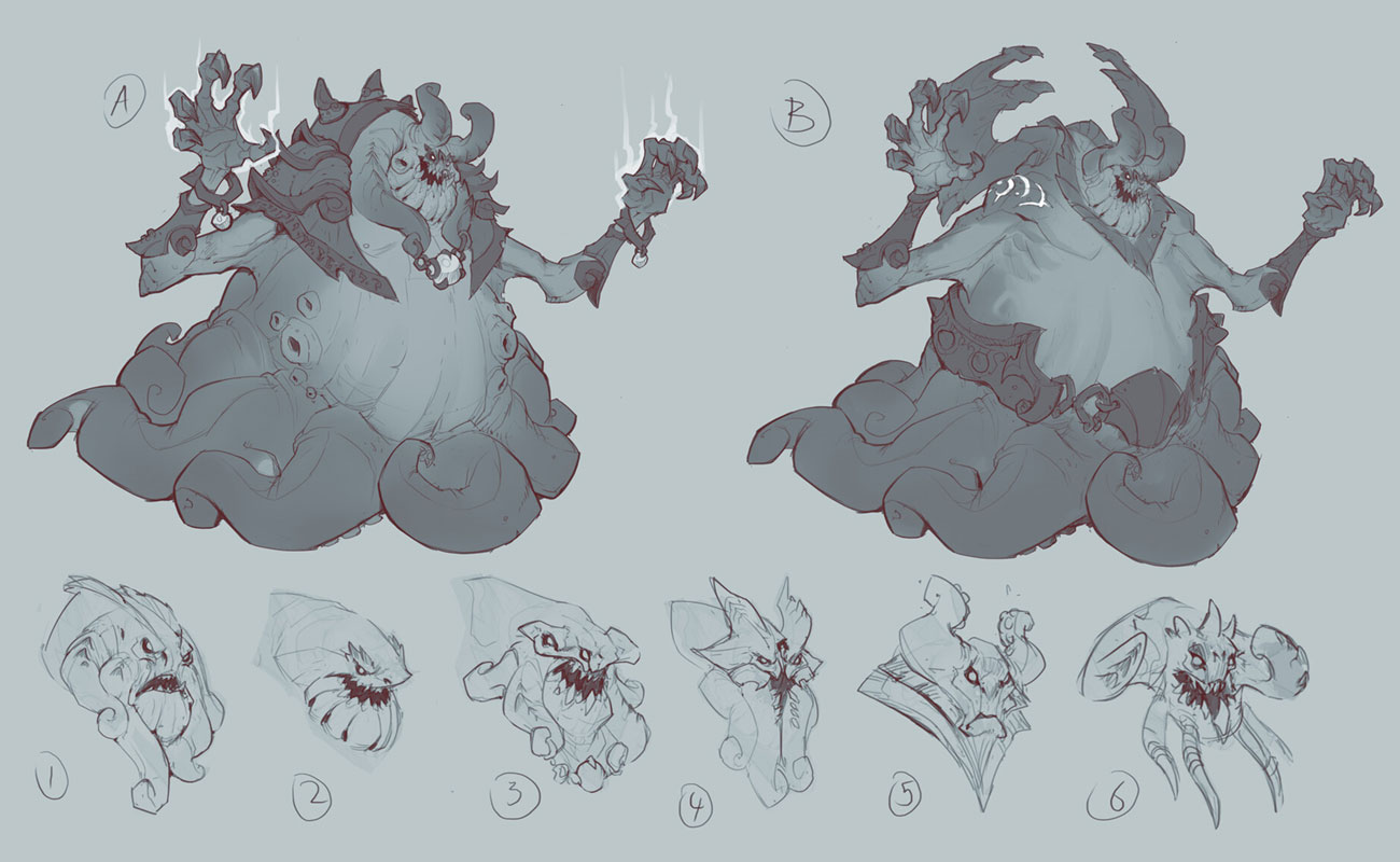 Dagon Sketches from Darksiders Genesis