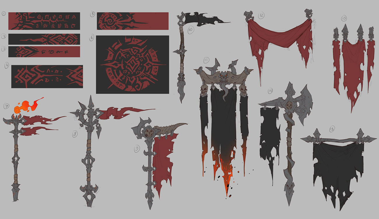 Demon Banners Art from Darksiders Genesis