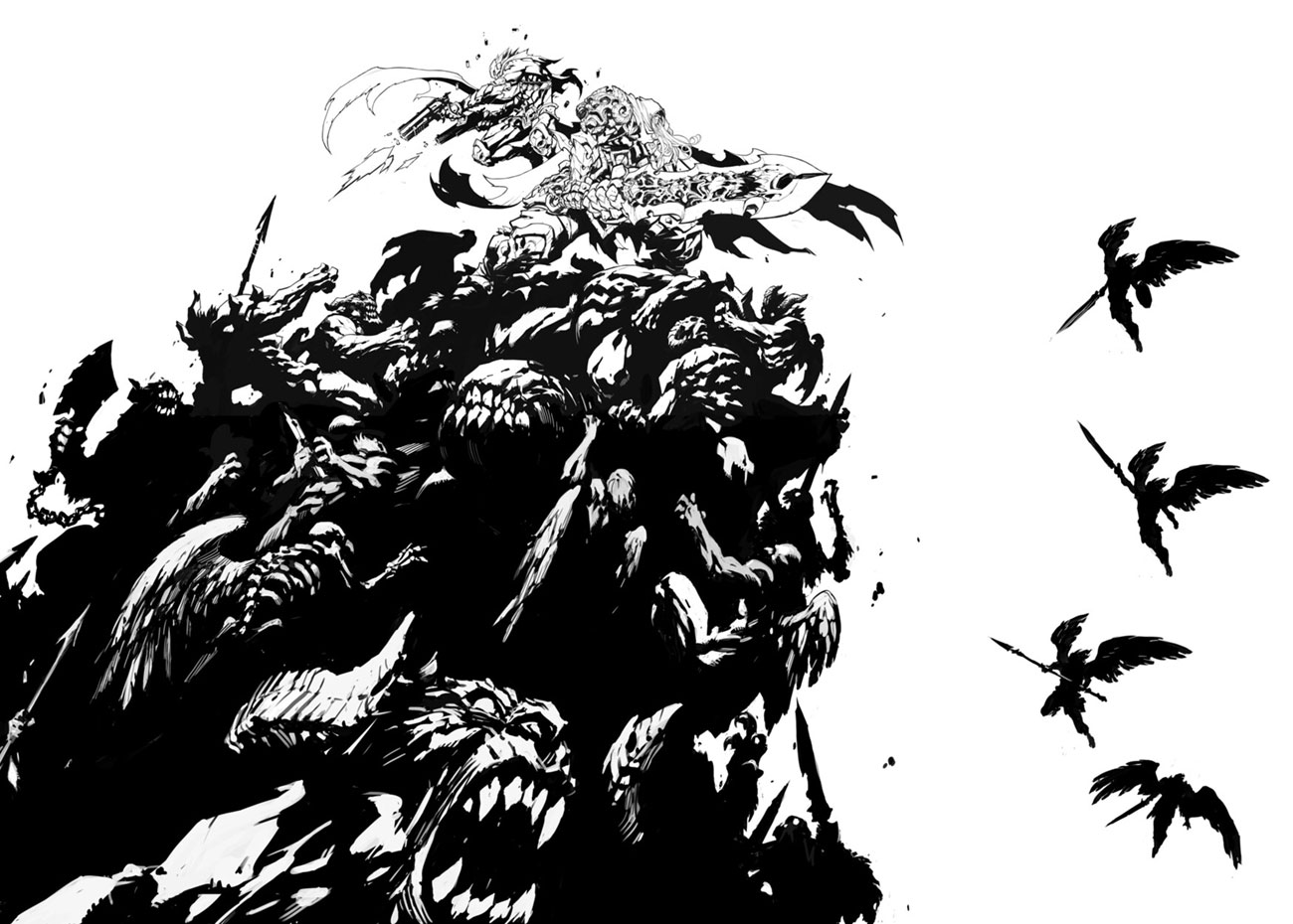 Black & White Splash Art from Darksiders Genesis