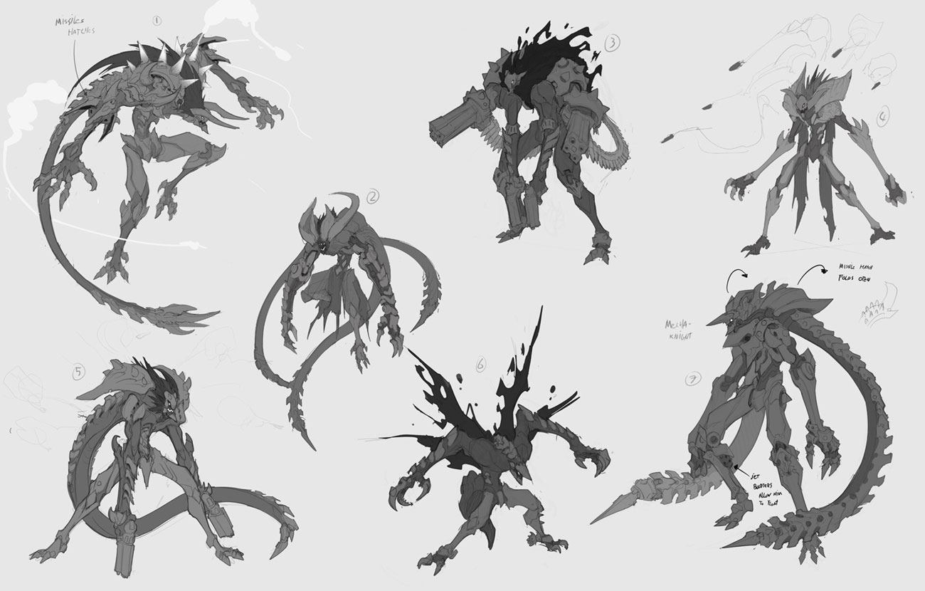 Strife Havoc Form Sketches from Darksiders Genesis
