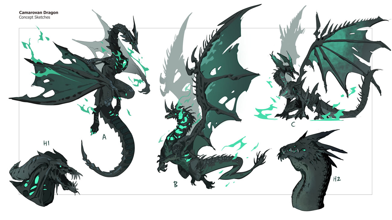 Camavoran Dragon Concept Sketches from Legends of Runeterra