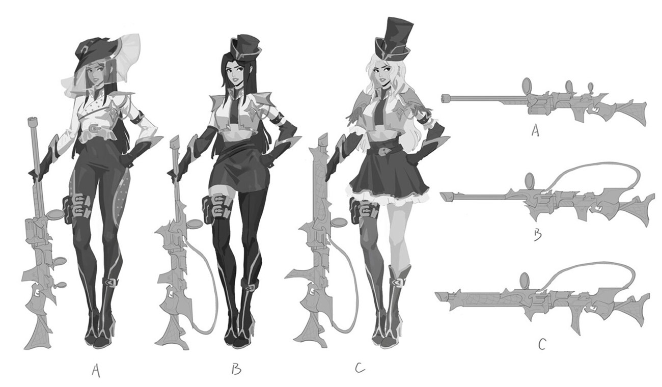 Gilded Caitlyn Sketches from Legends of Runeterra